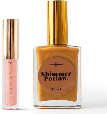 Summer Shine Set Shimmer Potion Golden Glow & Heyhoney! Strawberry Tinted Lip Oil